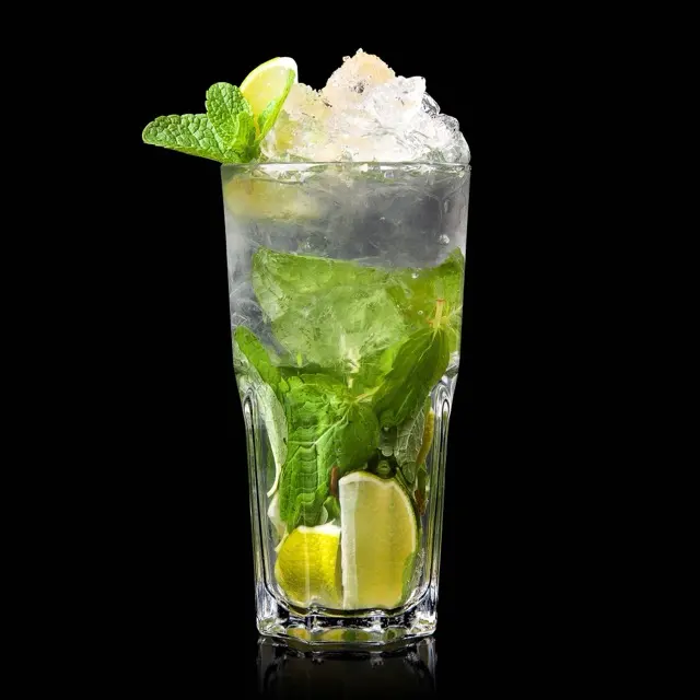 Mojito with fresh mint leaves and lime