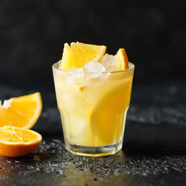 Screwdriver with orange juice over ice
